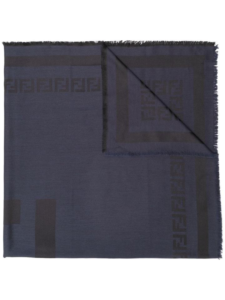 Fendi Fringed Edge Scarf - Blue