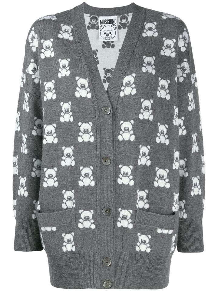 Moschino Teddy Bear Pattern Cardigan - Grey