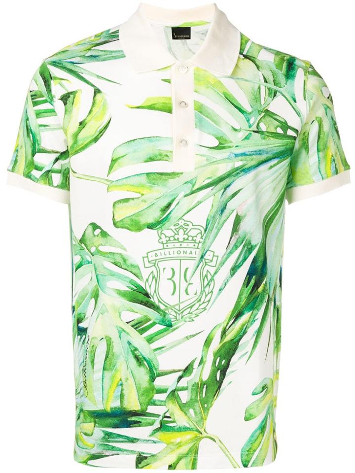 Billionaire Leaf Print Polo Shirt - Green