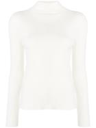 Tory Burch Roll Neck Ribbed Knit Sweater - White