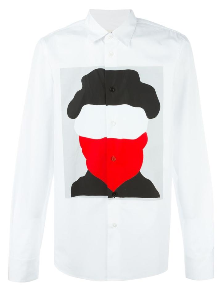 Marni Print Design Shirt, Men's, Size: 46, White, Cotton