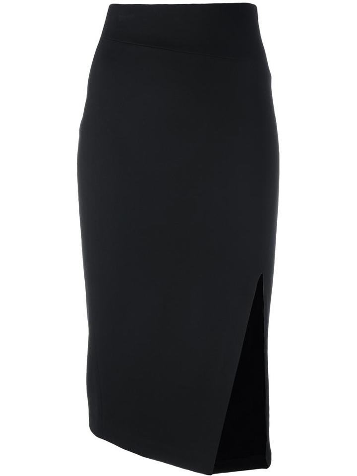Via Masini 80 Side Slit Pencil Skirt, Women's, Size: 44, Black, Viscose/polyimide/spandex/elastane