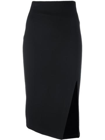 Via Masini 80 Side Slit Pencil Skirt, Women's, Size: 44, Black, Viscose/polyimide/spandex/elastane