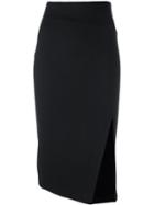 Via Masini 80 Side Slit Pencil Skirt, Women's, Size: 44, Black, Viscose/polyimide/spandex/elastane