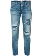 Moussy Distressed Cropped Jeans, Women's, Size: 27, Blue, Cotton