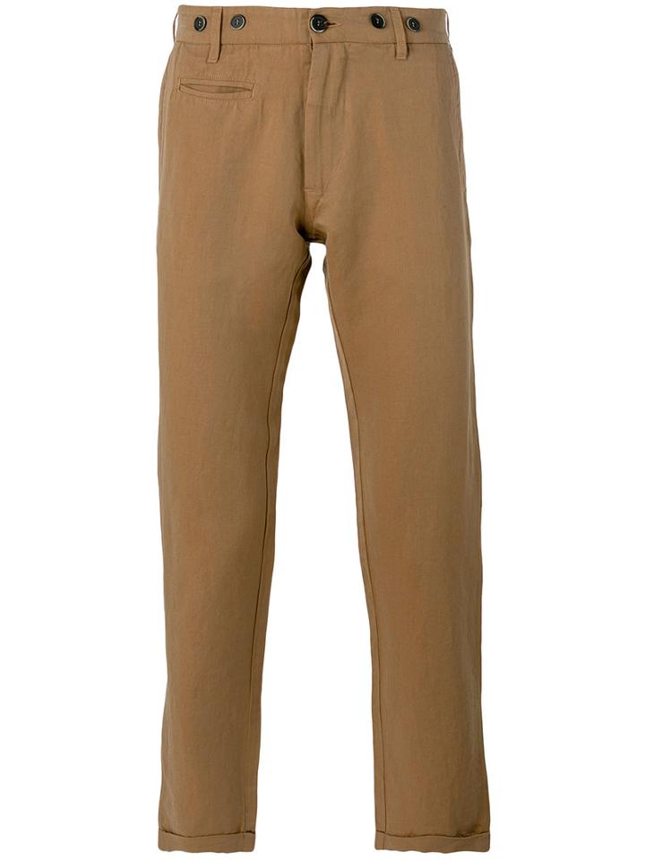 Barena Cropped Chinos, Men's, Size: 50, Brown, Linen/flax/cotton/polyester