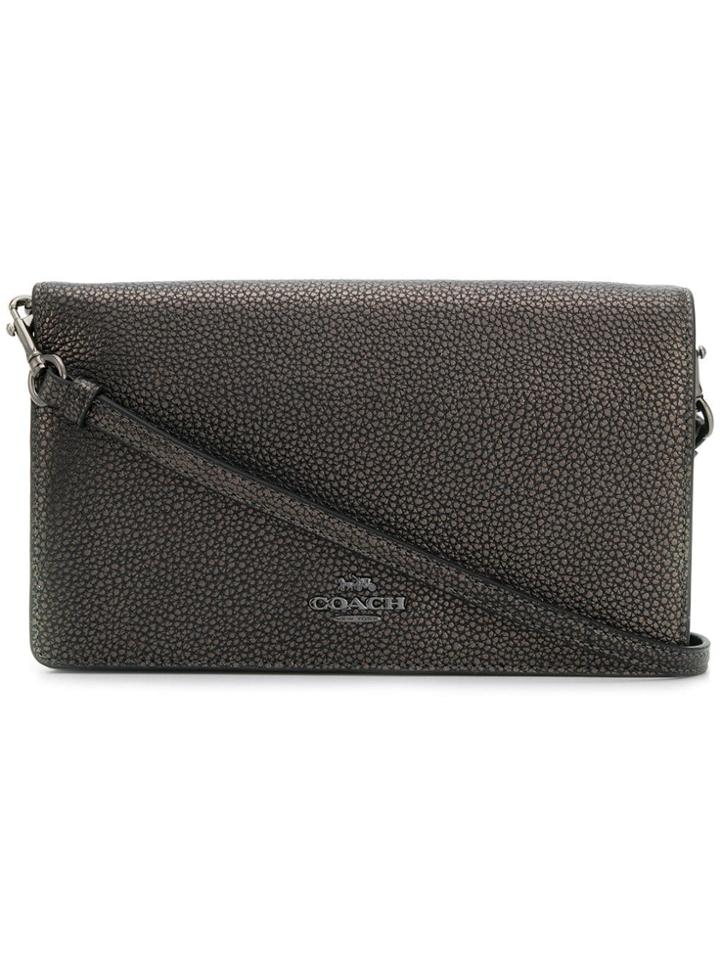 Coach Coach - Woman - Metallic Foldover Xbody Clutch - Grey