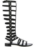 Stuart Weitzman Gladiator Sandals, Women's, Size: 37, Black, Cotton/nappa Leather/leather