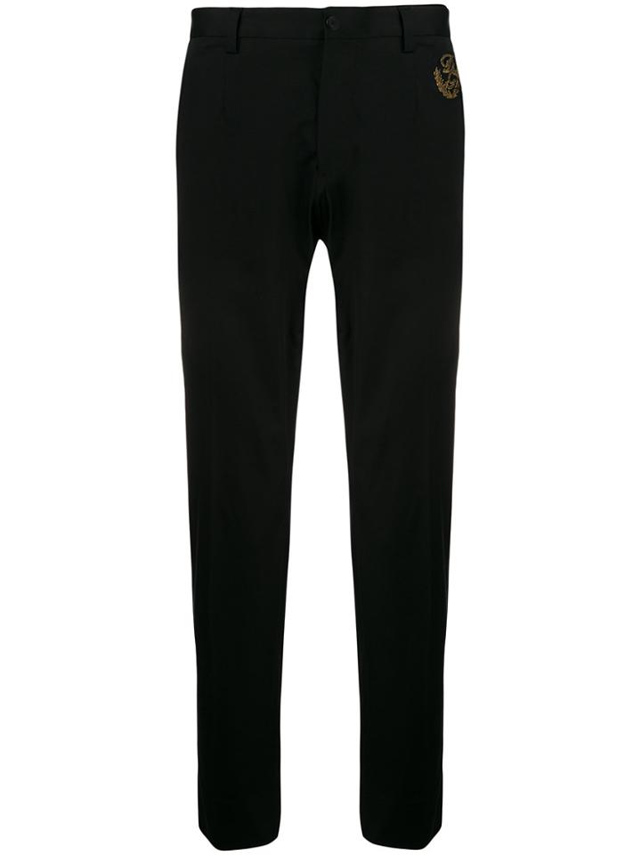 Dolce & Gabbana Logo Embroidered Tailored Trousers - Black