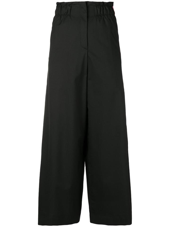 Delada Contrast Side Stripe Wide Leg Trousers - Black