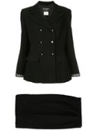 Chanel Pre-owned Cc Logo Long Sleeve Jacket Skirt Suits - Black