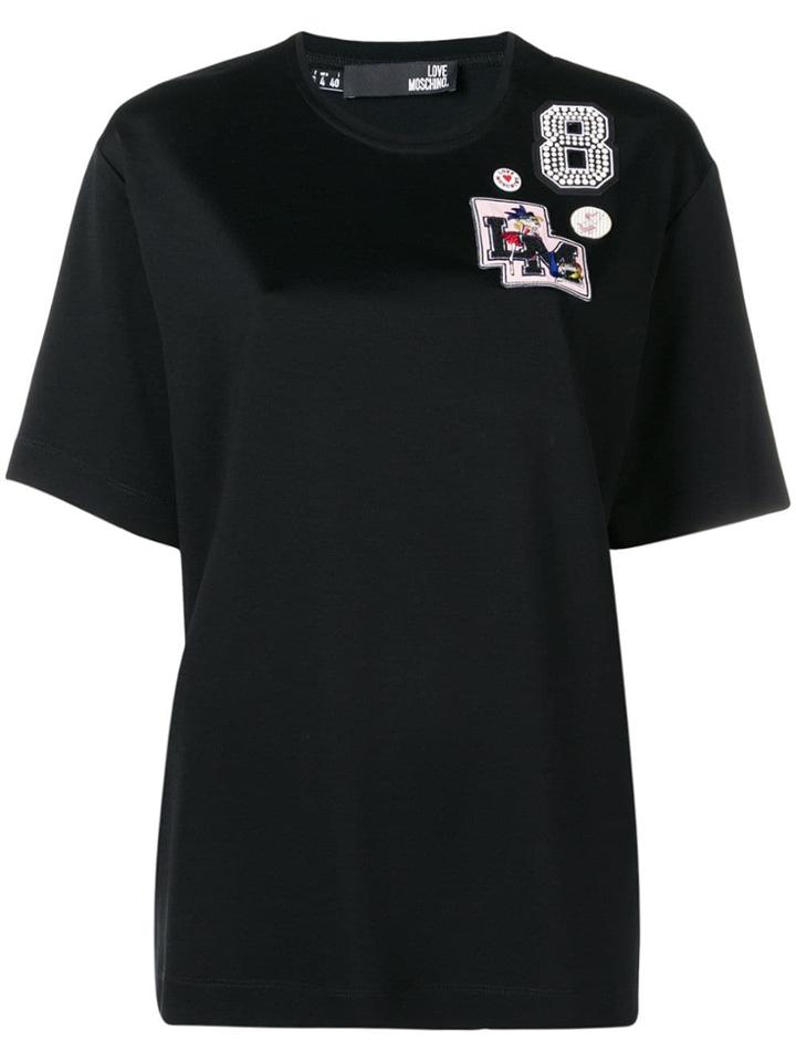 Love Moschino Patch Detail T-shirt - Black