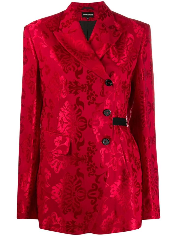 Ann Demeulemeester Floral Jacquard Blazer - Red