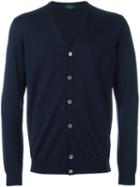 Zanone V-neck Cardigan, Men's, Size: 48, Blue, Virgin Wool