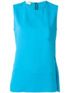 Cédric Charlier Front Panel Sleeveless Top, Women's, Size: 46, Blue, Polyester