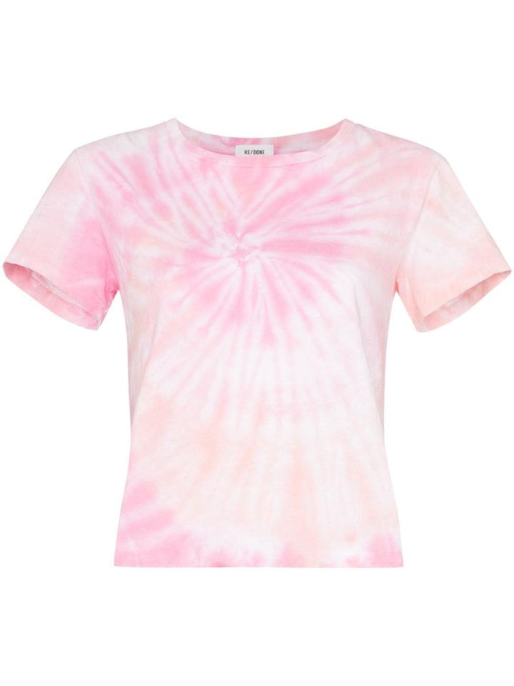Re/done Tie-dye Crop Cotton T-shirt - Pink