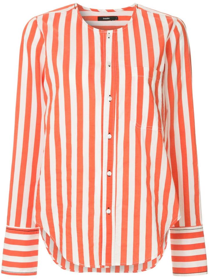 Bassike Striped Collarless Shirt - Orange