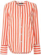 Bassike Striped Collarless Shirt - Orange