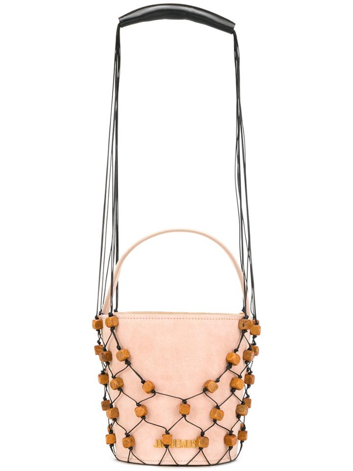 Jacquemus Beaded Net Tote Bag - Pink & Purple
