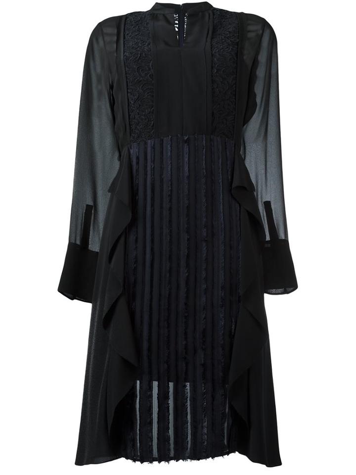 3.1 Phillip Lim Lace Chest Panel Dress, Women's, Size: 4, Black, Polyester/polyamide/silk