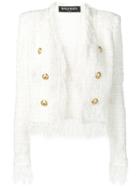 Balmain Embossed Button Jacket - White