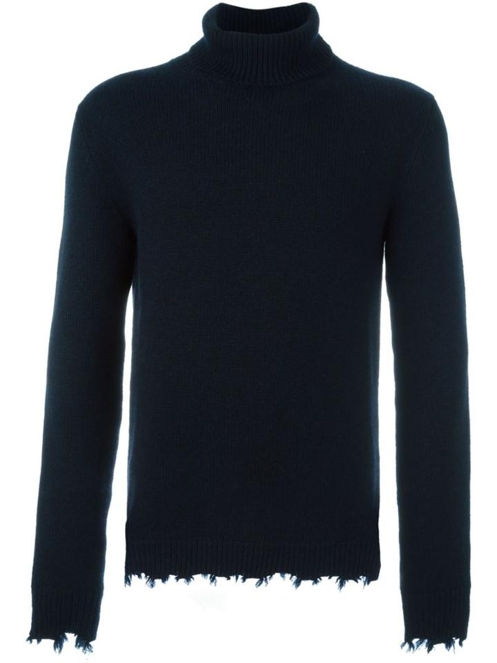 Etro Cashmere Distressed Edge Jumper, Men's, Size: Medium, Blue, Cashmere