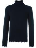 Etro Cashmere Distressed Edge Jumper, Men's, Size: Medium, Blue, Cashmere