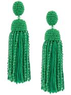 Oscar De La Renta Tassel Beaded Earrings - Green