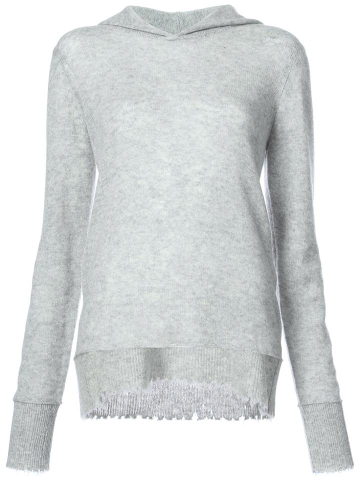 R13 Raw Edge Knitted Hoodie - Grey
