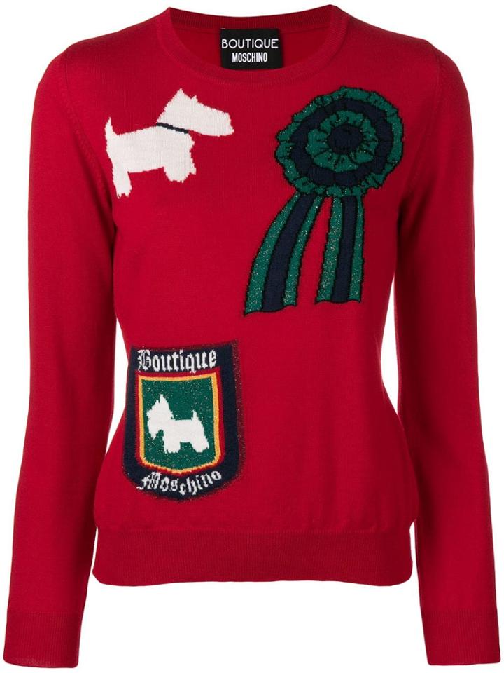 Boutique Moschino Scottish Knit Jumper - Red