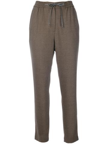 Le Tricot Perugia - Drawstring Tie Track Pants - Women - Spandex/elastane/virgin Wool - 44, Green, Spandex/elastane/virgin Wool