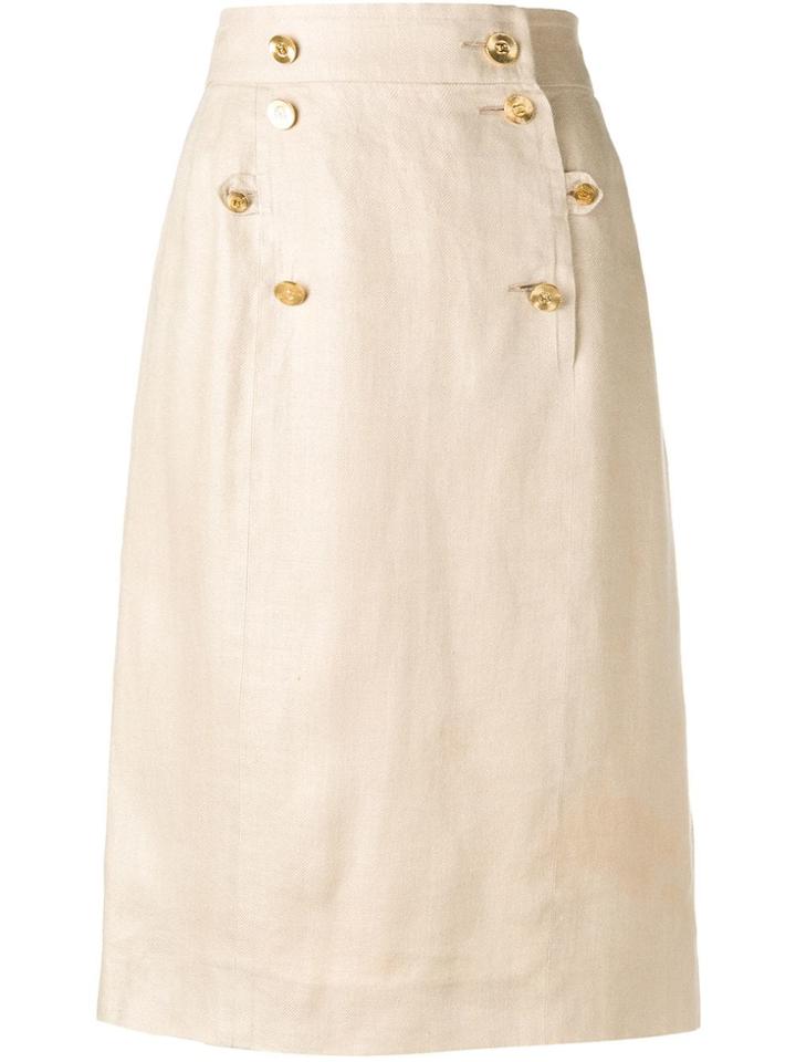 Chanel Vintage 1980's Double Breasted Skirt - Neutrals
