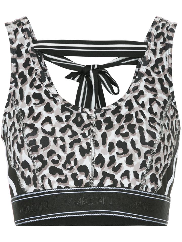 Marc Cain Leopard Print Sports Bra - Black