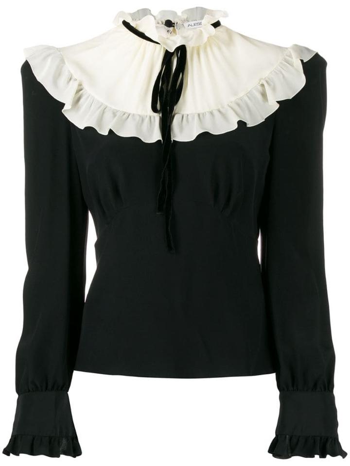 Alessandra Rich Ruffled Collar Blouse - Black