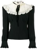Alessandra Rich Ruffled Collar Blouse - Black
