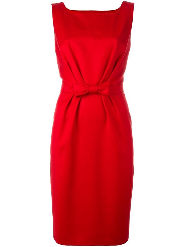 Boutique Moschino Bow Detail Midi Dress, Women's, Size: 44, Red, Acetate/rayon/virgin Wool