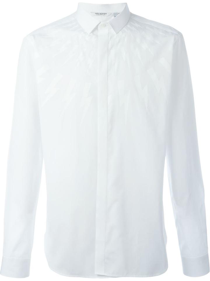 Neil Barrett Lightning Bolt Shirt, Men's, Size: 42, White, Cotton