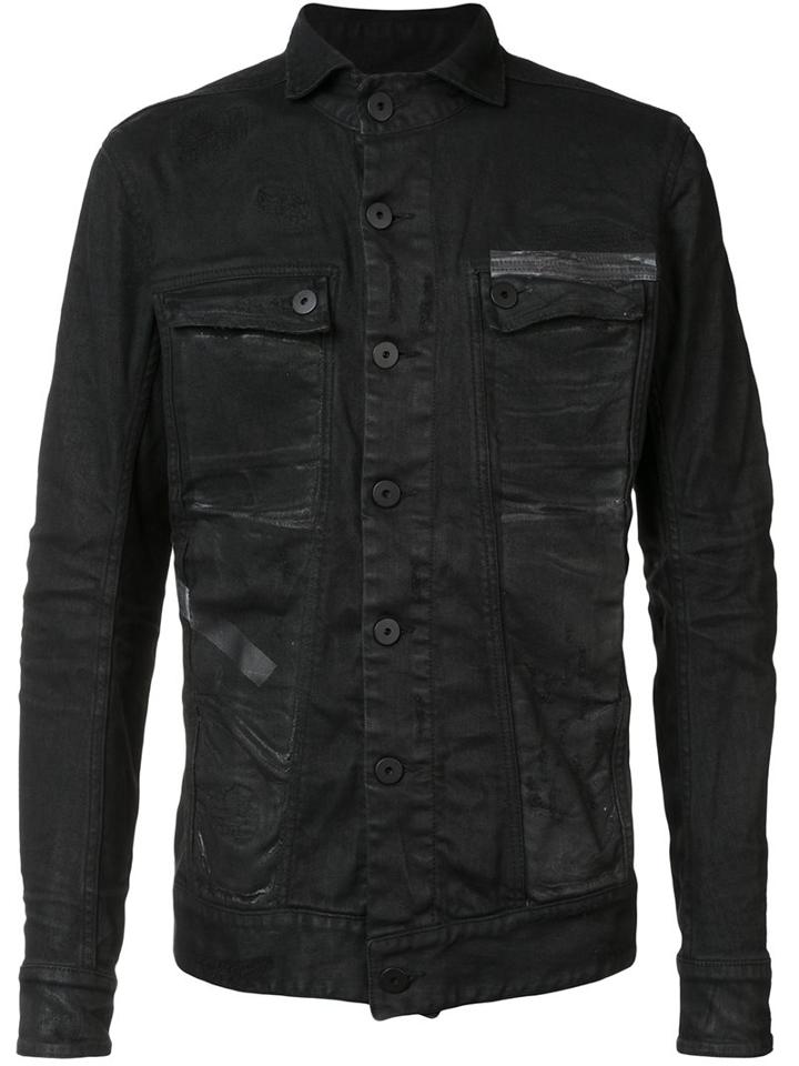 11 By Boris Bidjan Saberi Denim Jacket, Men's, Size: Small, Black, Cotton/polyurethane