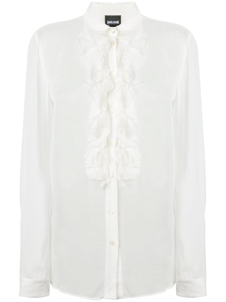 Just Cavalli Frill-trim Fitted Blouse - White