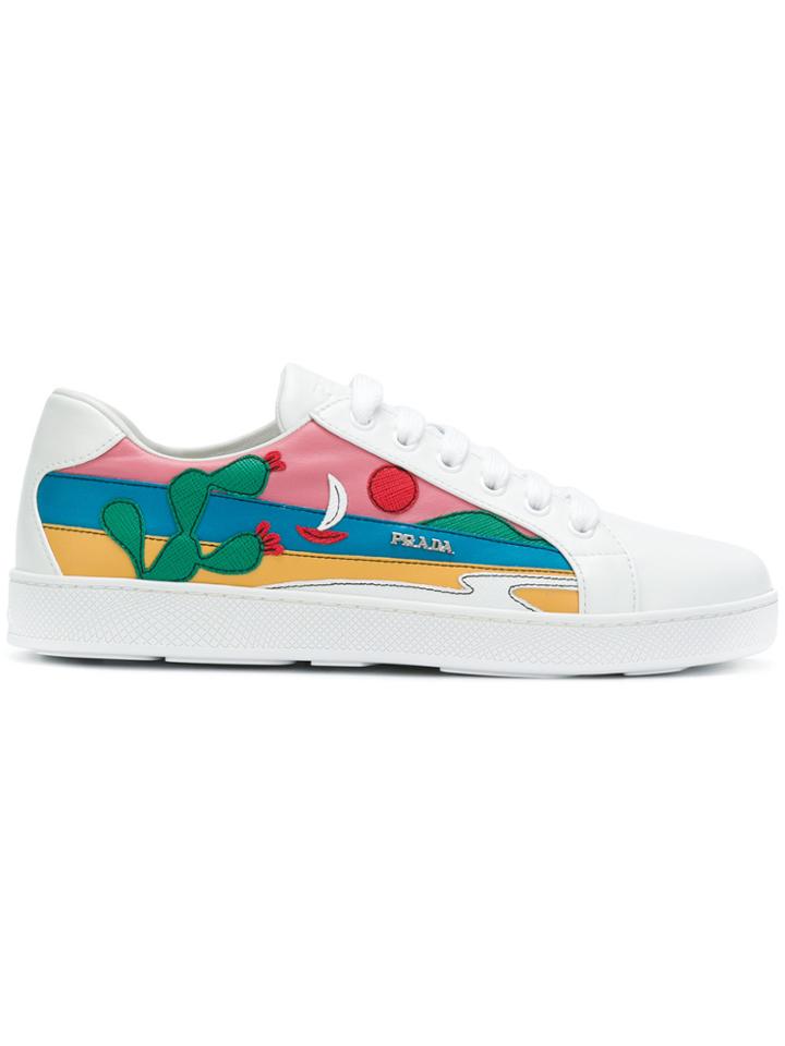 Prada Mexico Appliqué Sneakers - White