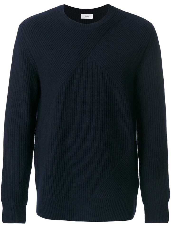 Closed Ribbed Knit Jumper - Blue