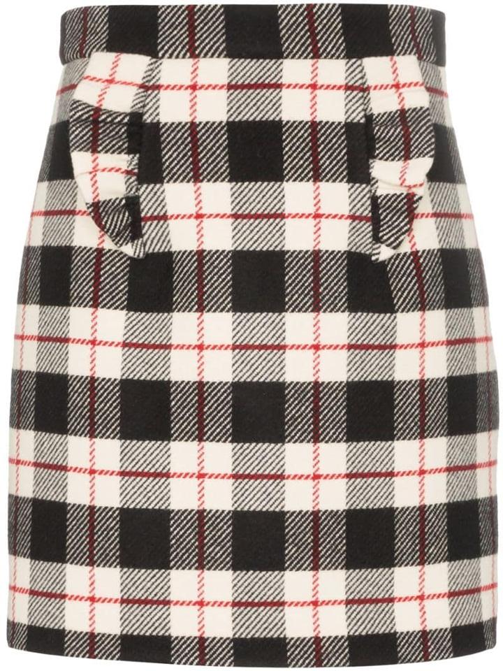 Miu Miu Ruffle-detail Checked Skirt - Black