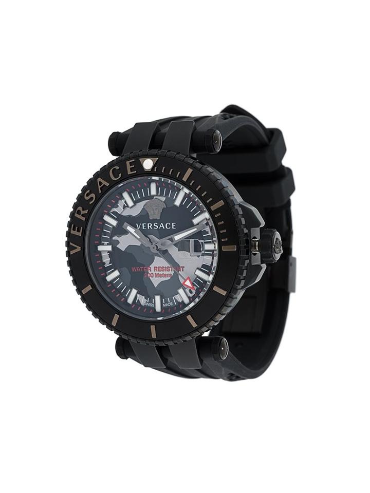 Versace 'v Race Camo Diver' Watch, Men's, Black
