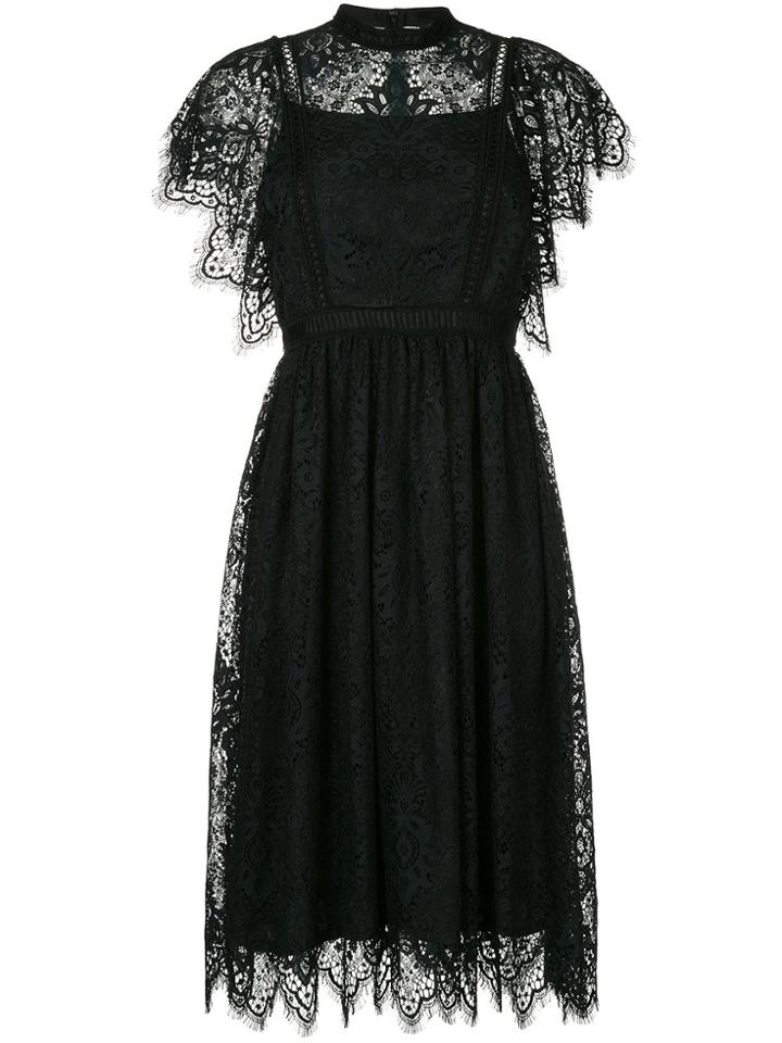Aula Lace Flared Dress - Black