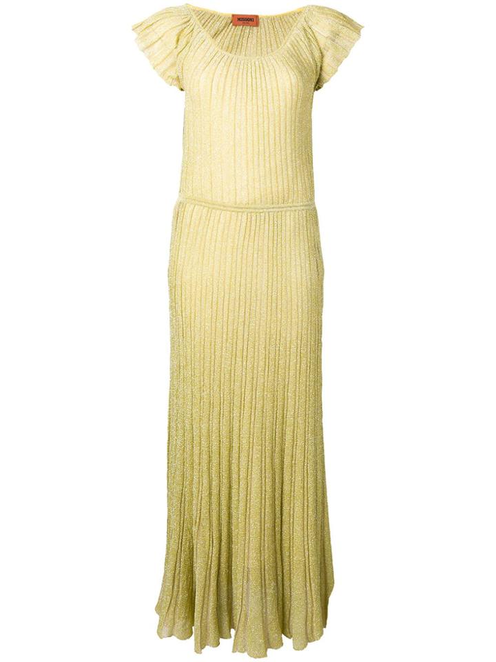 Missoni Short-sleeve Pleated Midi Dress - Yellow