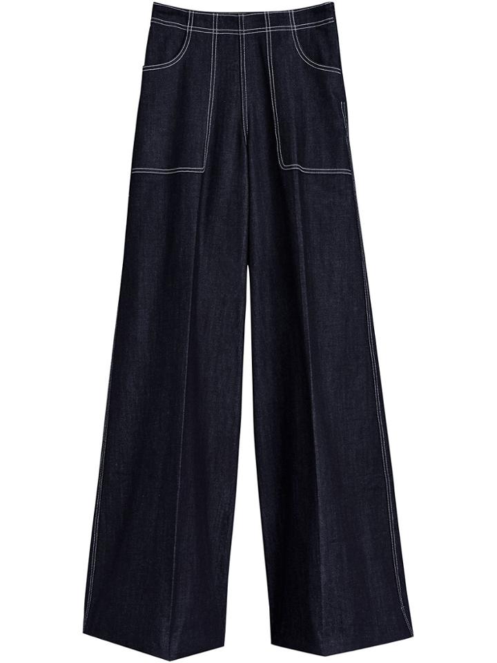 Burberry Stretch Japanese Denim Wide-leg Jeans - Blue