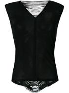 Giorgio Brato Leather Trimmed Open Back Top - Black