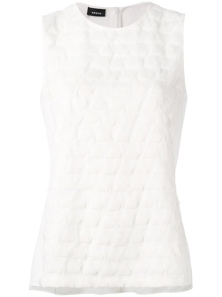 Akris Sleeveless Woven Effect Blouse, Women's, Size: 38, White, Silk/polyester