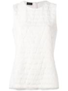 Akris Sleeveless Woven Effect Blouse, Women's, Size: 38, White, Silk/polyester