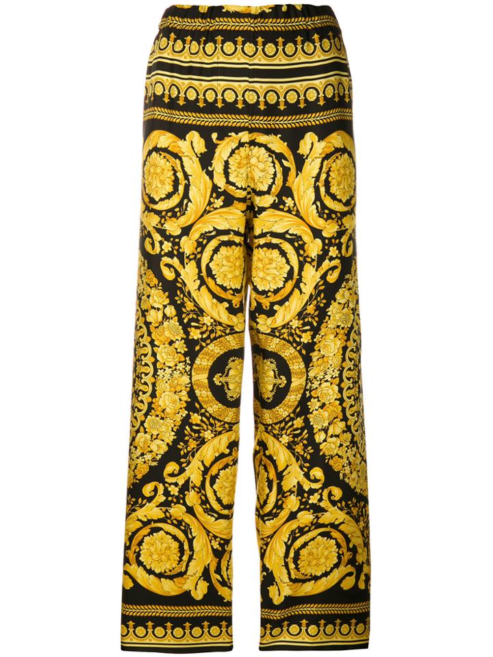 Versace Baroque Print Cropped Trousers - Yellow & Orange